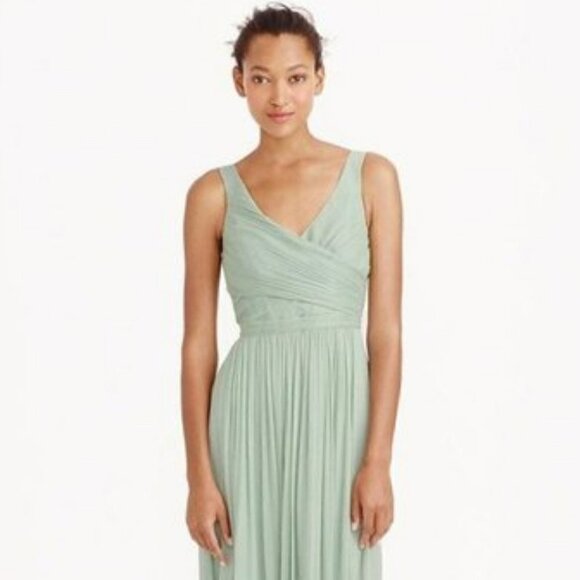 dusty shale bridesmaid dresses Zapakasa Women Dusty Sage Bridesmaid Dress with Slit A-Line Chiffon  Spaghetti Straps Long Wedding Party Dress main image 1